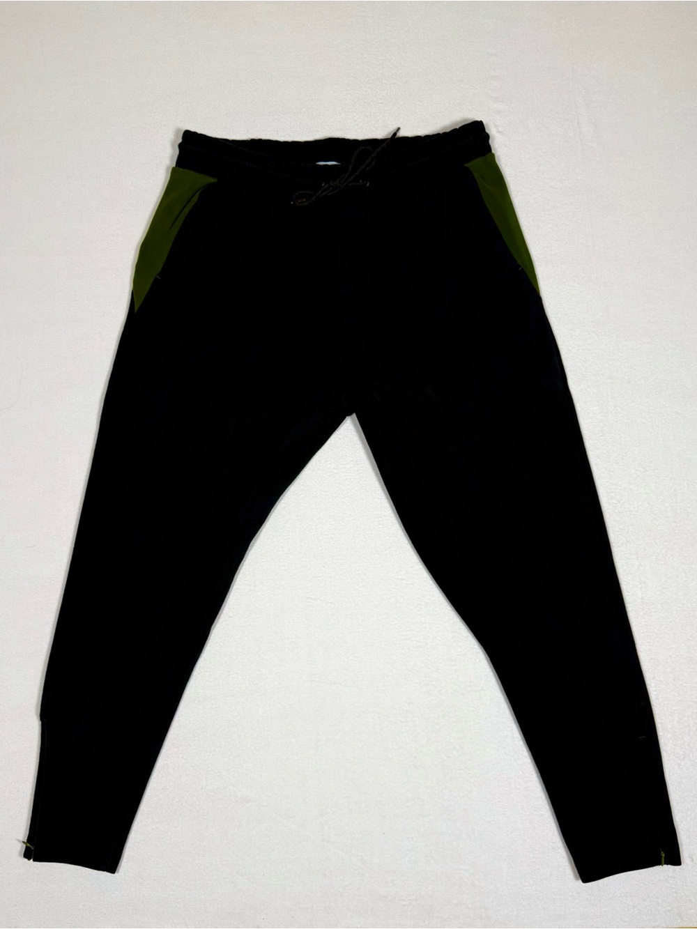 Zara Black Joggers with Olive Green Pocket Panels women